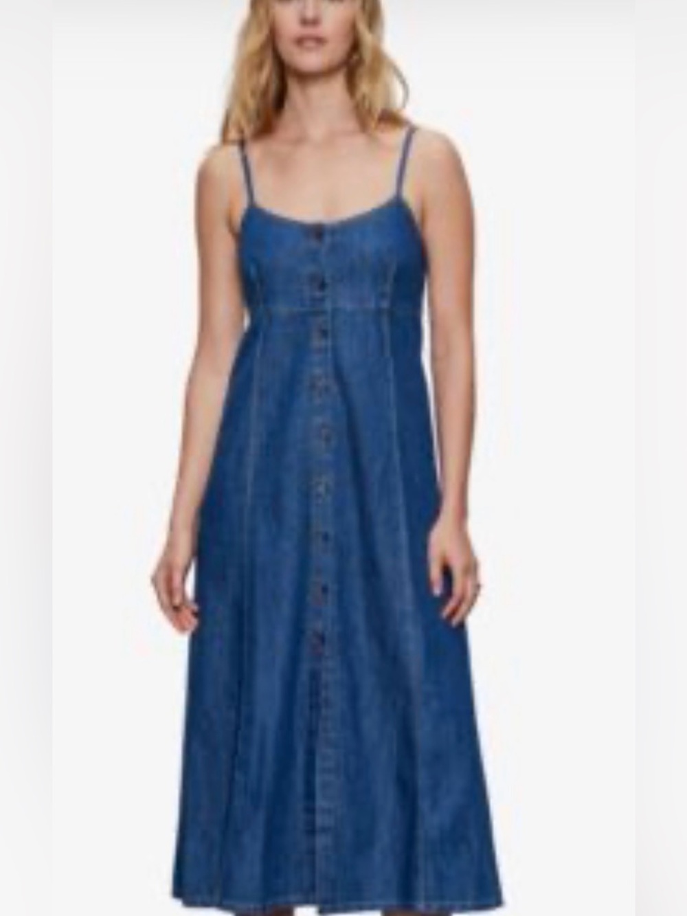 Sanctuary Women's Sweetheart Neck Wilder Spaghetti Straps Denim Dress - Picture 16 of 16